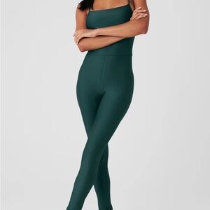 ALO Yoga disco daze airlift jumpsuit onesie. Midnight green XS NWT Sold out.